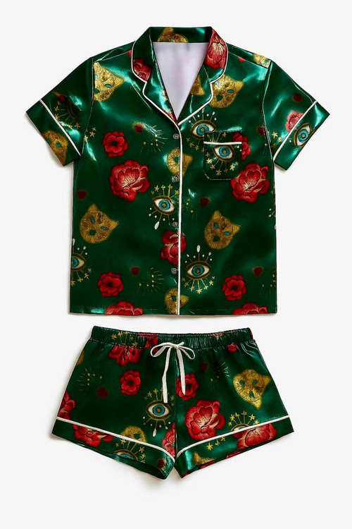 پیراهن آستین کوتاه جلو دکمه دار و شلوارک