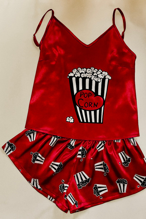 ست تاپ و شلوارک ساتن