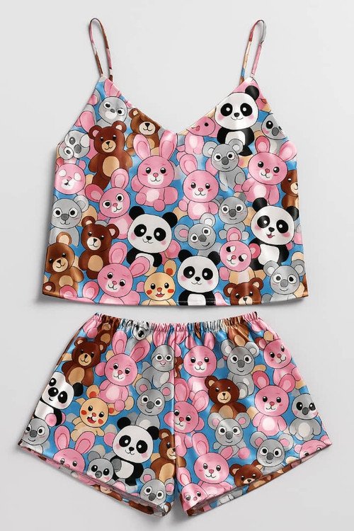 ست زنانه مدل تاپ و شلوارک ساتن