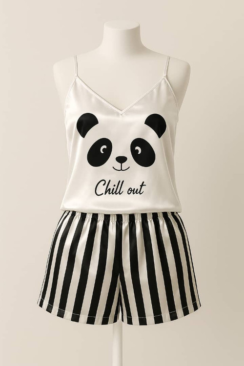 ست تاپ و شلوارک جنس ساتن، تن مانکن